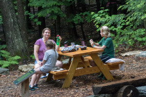 Katie and girls eating